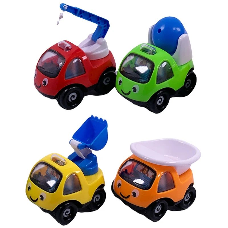 Комплект строителни камиончета Chippo 176415-4, Ултра Инерционен механизъм, С движещи се части, 4 броя, Многоцветен